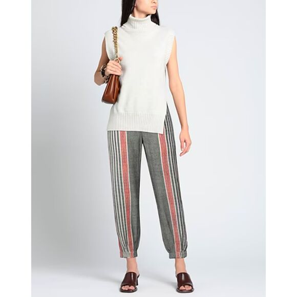 Tory Burch Ankle Pants Size 0 Tweed Striped High Waist Tapered Leg Cotton - Picture 1 of 14